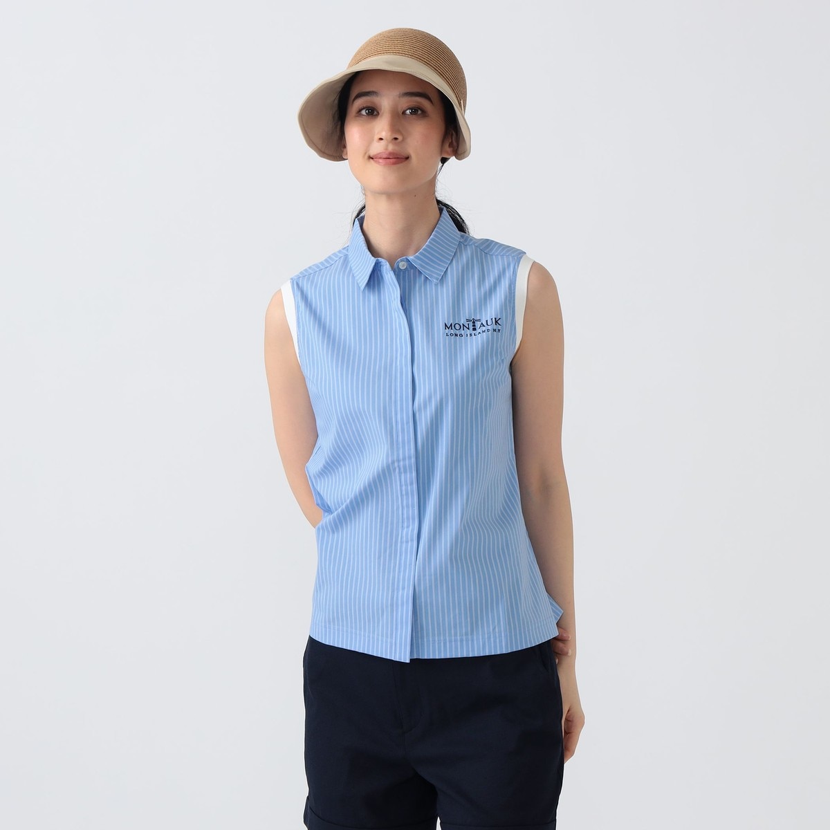 PURPLE LABEL MONTAUK ノースリーブ シャツ レディス(半袖シャツ