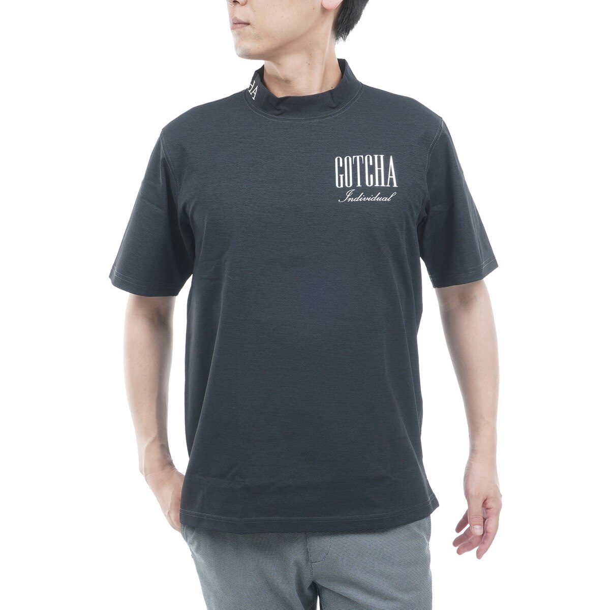 マルチ機能遮熱 メタリックビッグロゴ ハイネック半袖Tシャツ(半袖