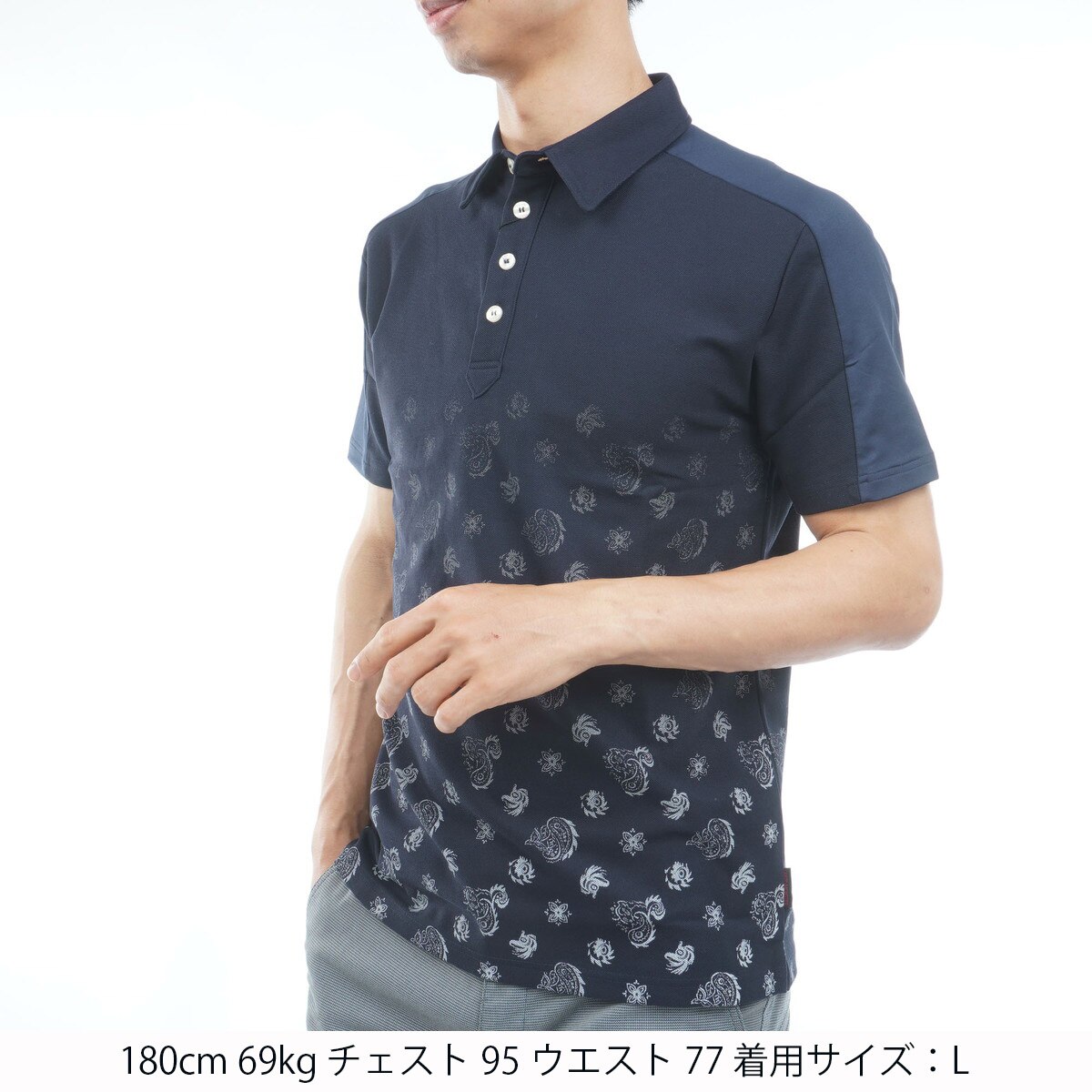 ストレッチ グラデーションプリント 半袖ポロシャツ(半袖シャツ