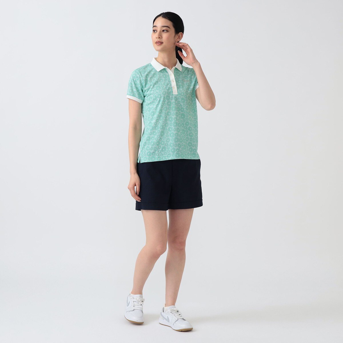 PURPLE LABEL シャドー フラワープリント ポロシャツ レディス(半袖