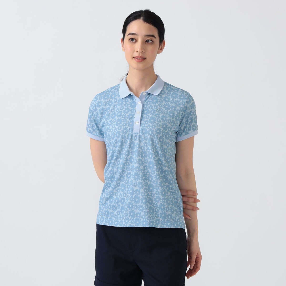 PURPLE LABEL シャドー フラワープリント ポロシャツ レディス(半袖
