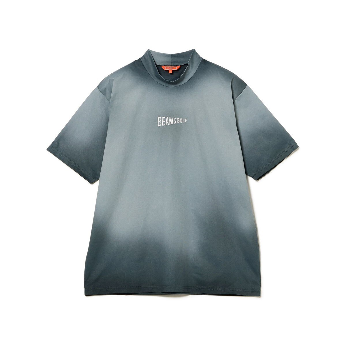 ORANGE LABEL ムラ染め風プリント モックネックシャツ(半袖シャツ