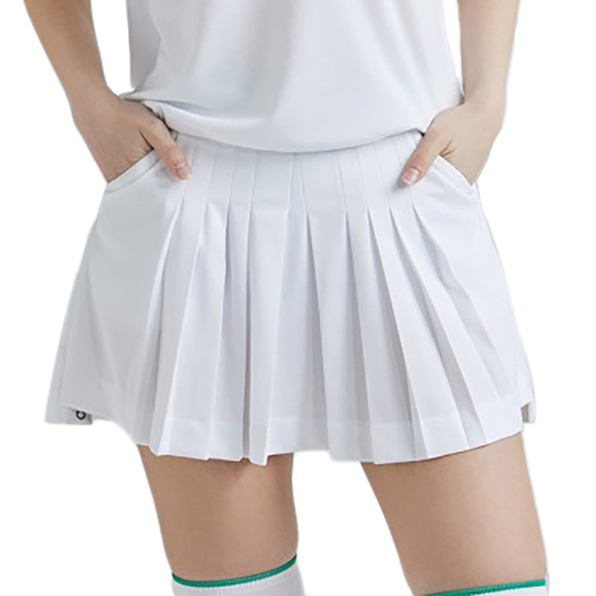 【LANVIN SPORT】ゴルフ　ボックスプリーツ スカート ランバン ゴルフ スカート 40 ボックスプリーツ L 白 ホワイト 春夏用