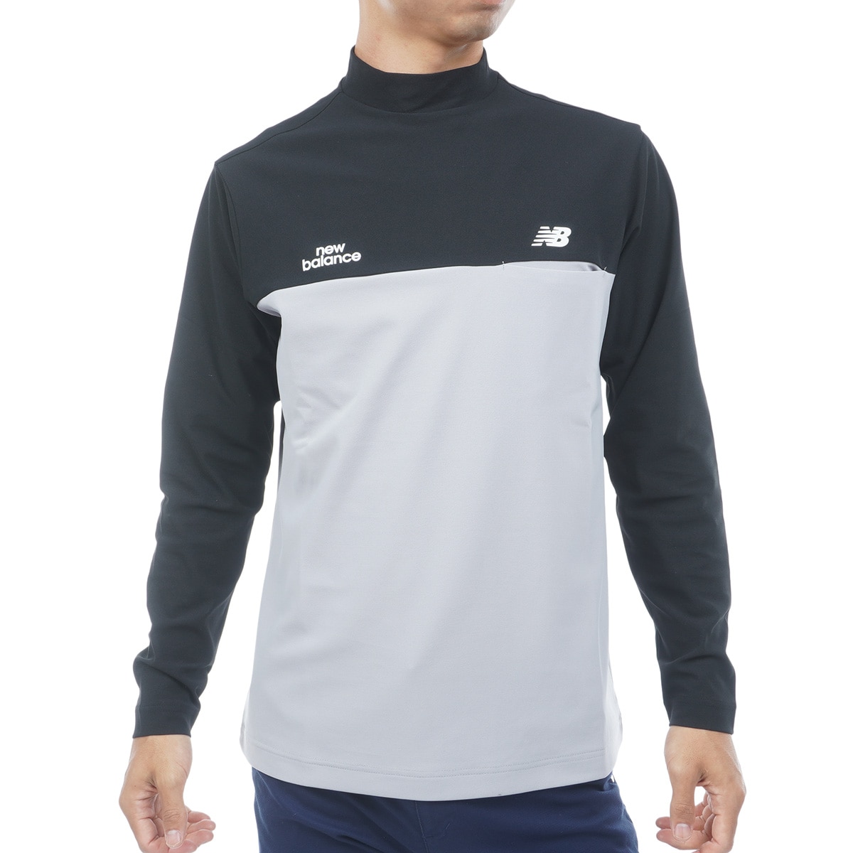 New balance　モックネック長袖ストレッチシャツ ストレッチ バックピケ モックネック長袖プルオーバー(長袖シャツ