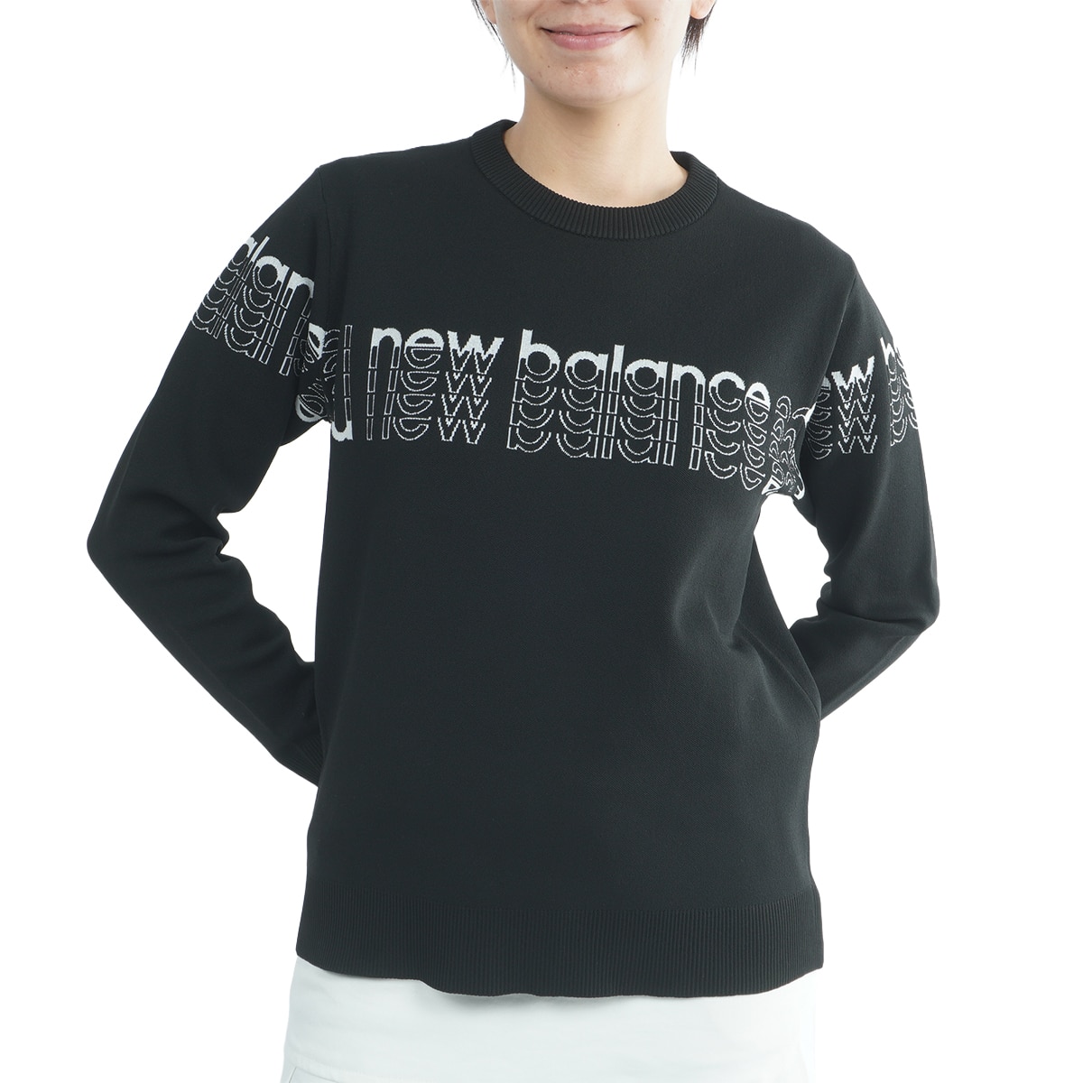 New Balance レディースセーター＊385 ストレッチ ダブルジャカード クルーネックプルオーバーセーター