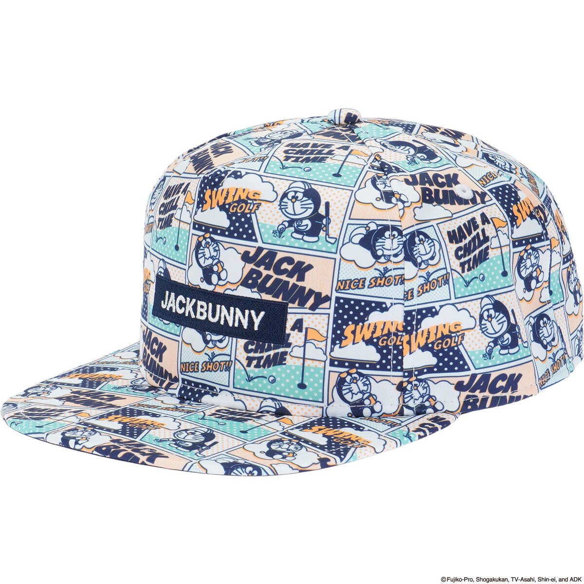 レア☆ ジャックバニー×ドラえもん コラボ キャップ 帽子 総柄 限定品 ゴルフ ドラえもん 総柄平つばキャップ(【男性】キャップ)|Jack Bunny