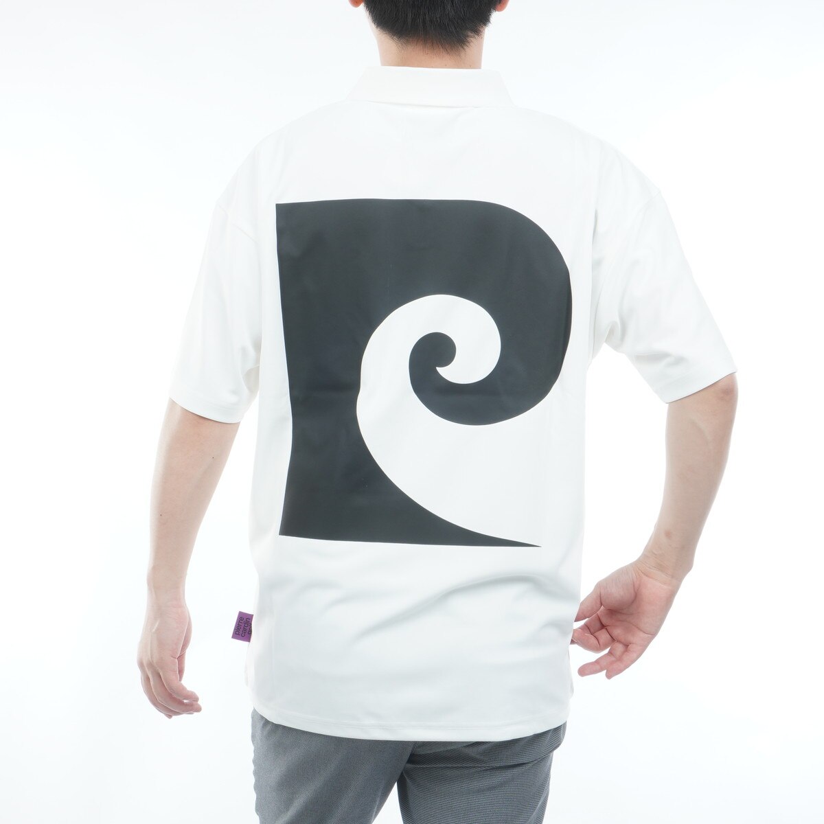 ピエールカルダン ゴルフ 半袖 ジップポロシャツ WHITE M バックPロゴ 半袖ポロシャツ(半袖シャツ・ポロシャツ)|pierre cardin