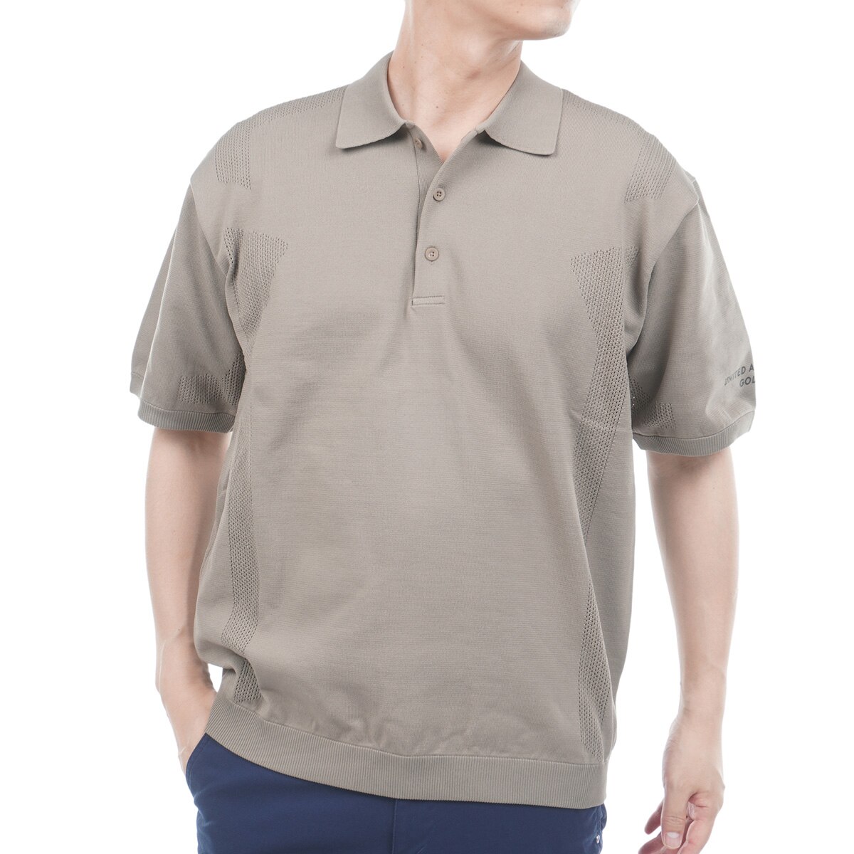 美品　 UNITED ARROWS GOLF グレー　ポロシャツ　SIZE L スポーティー ニット半袖ポロシャツ(半袖シャツ・ポロシャツ)|UNITED