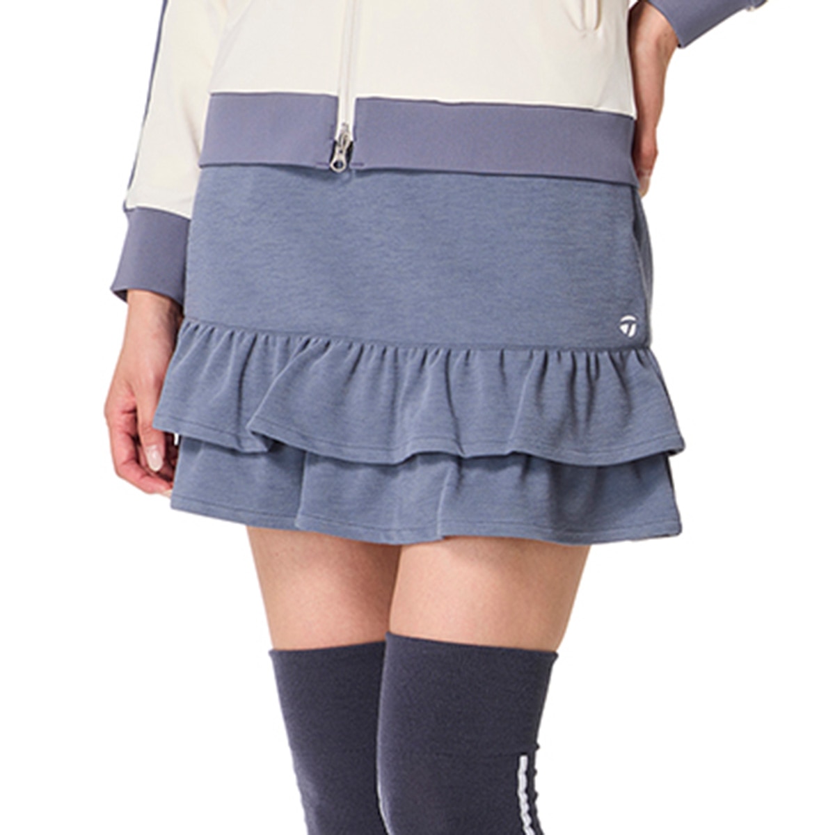 ストレッチ ウールブレンド ギャザー フレアスコート レディス