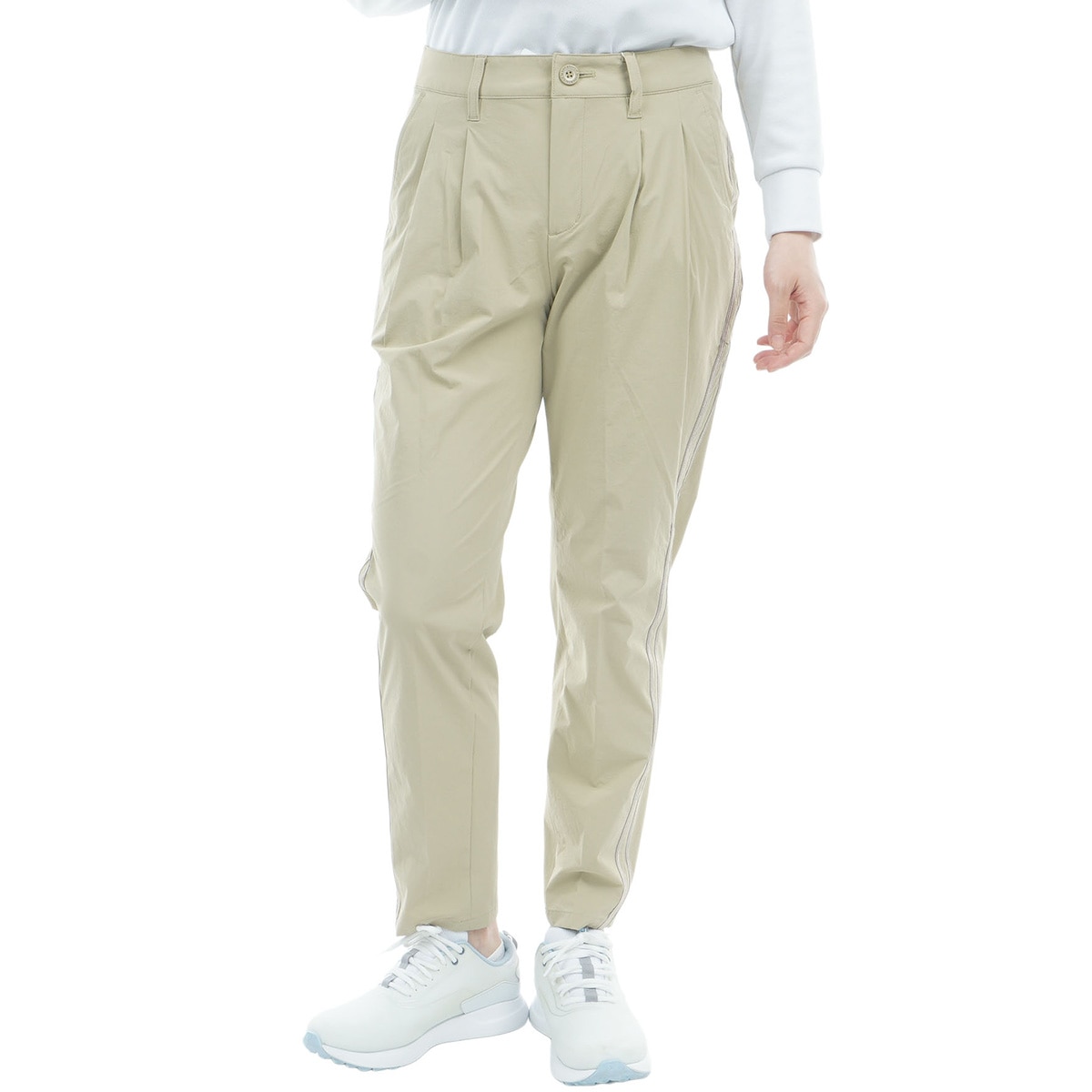ストレッチ レギュラーシルエット ツータック9分丈パンツ レディス