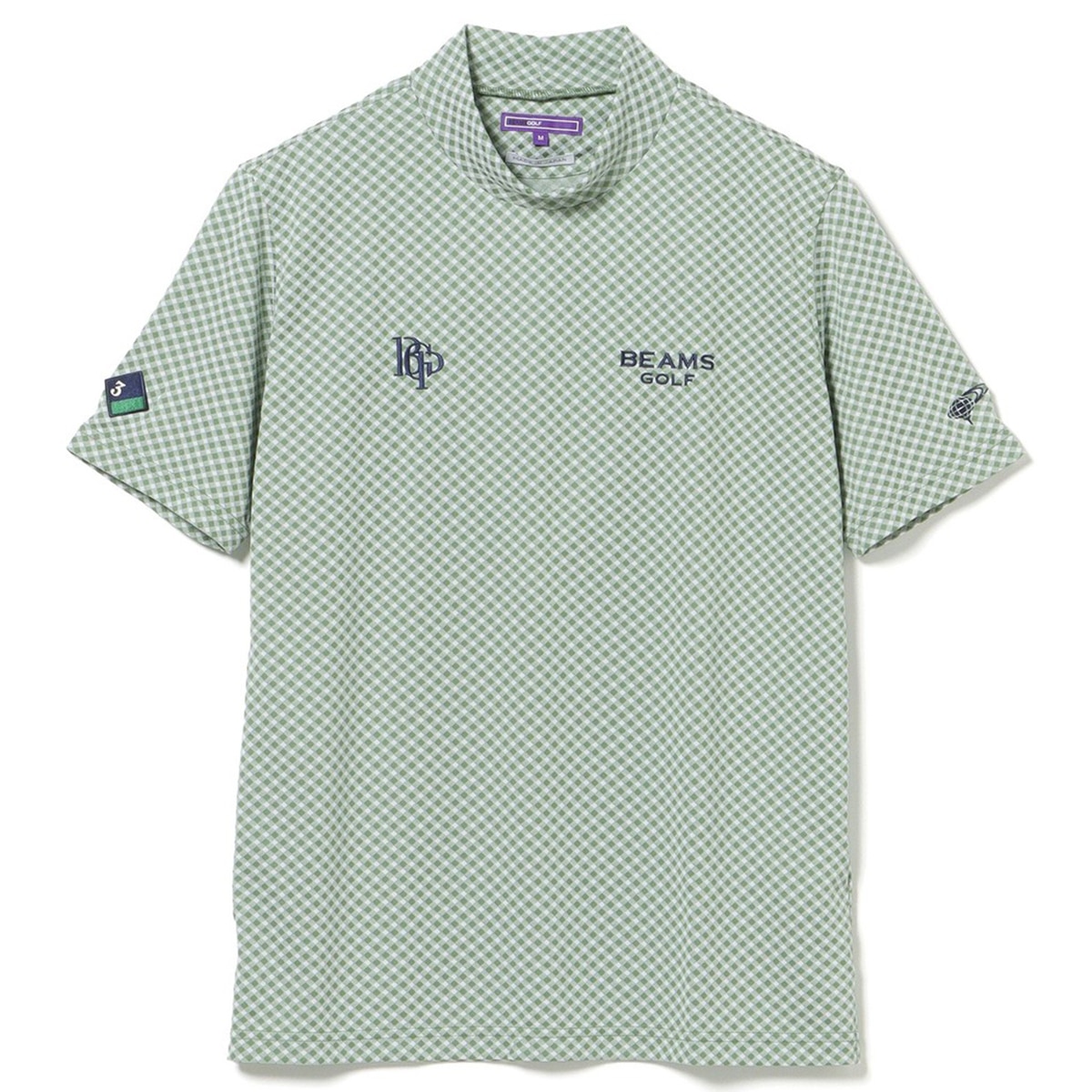 【BEAMS GOLF PURPLE LABEL】格子柄 半袖モックネック M BEAMS GOLF PURPLE LABEL】格子柄 半袖モックネック M BEAMS GOLF