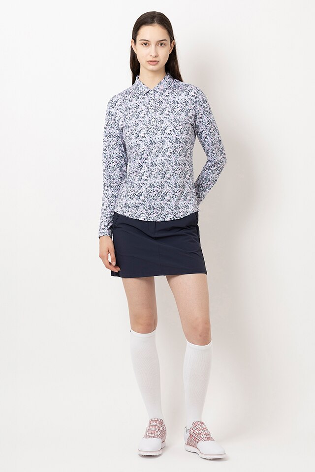 ストレッチ 編地切替バイカラー半袖セーターポロシャツ レディス