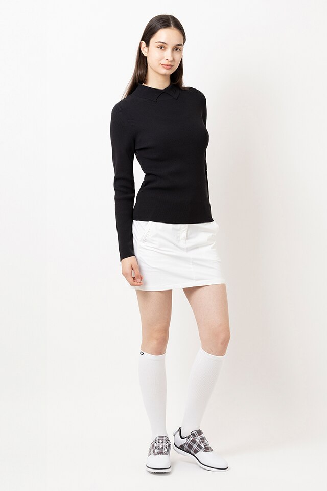 ストレッチ 編地切替バイカラー半袖セーターポロシャツ レディス(半袖