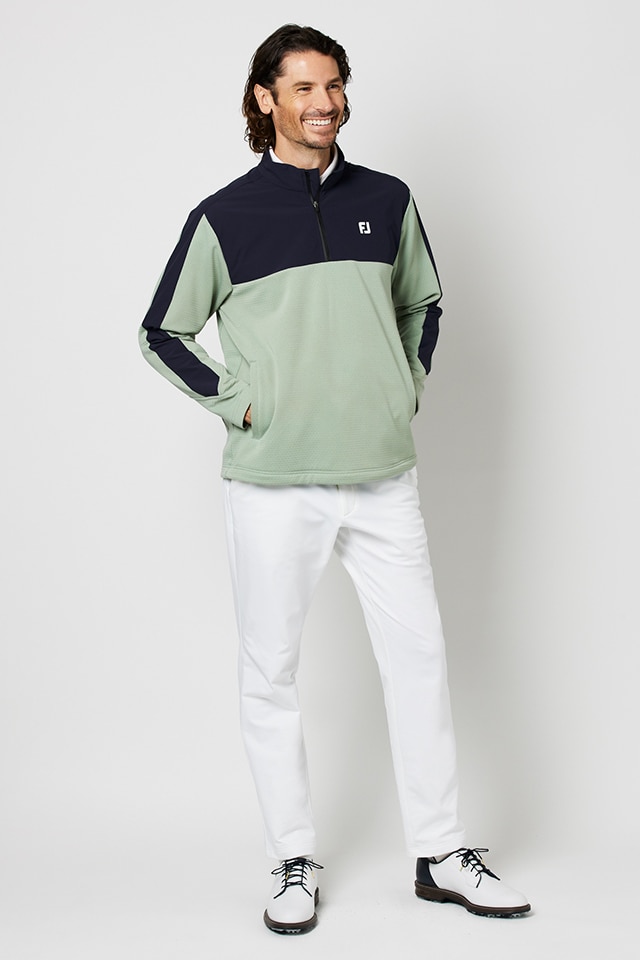 ストレッチ 3Dピラミッドプリント ボタンダウン長袖ポロシャツ(長袖