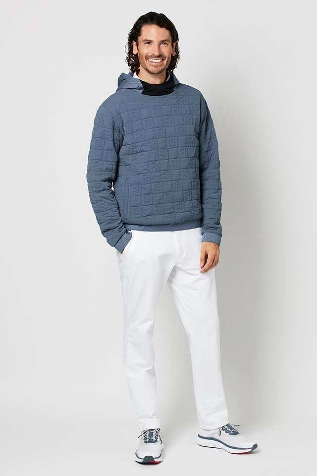 ストレッチ 3Dピラミッドプリント ボタンダウン長袖ポロシャツ(長袖