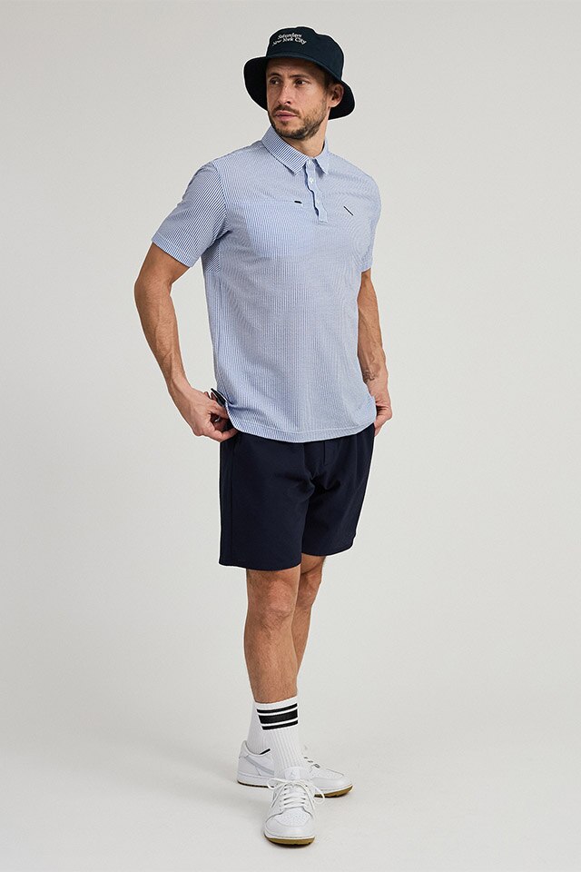 マイクロ鹿の子ハーフジップ半袖ポロシャツ(半袖シャツ