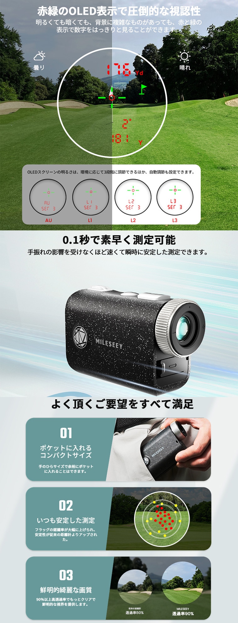 PF1 Pro(距離測定器)|MiLESEEY(マイルシー)の通販 - GDOゴルフショップ